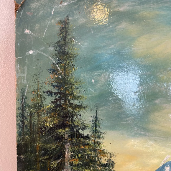 Antique Oil Painting FW Devoe Art Board Mountain Landscape Vintage Artwork Old - Picture 5 of 12